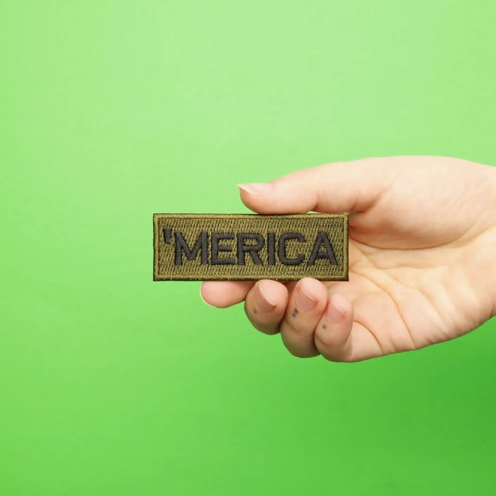Merica Script Olive Green Box Logo Patch Patch Collection 3946241