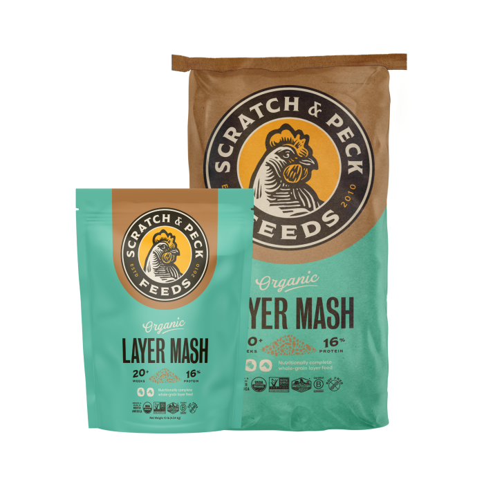 Scratch PeckFeedsOrganicChicken DuckLayerMash16 SmallLarge