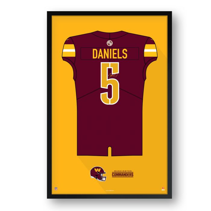 Washington Commanders Jersey Jayden Daniels Red 1 Framed