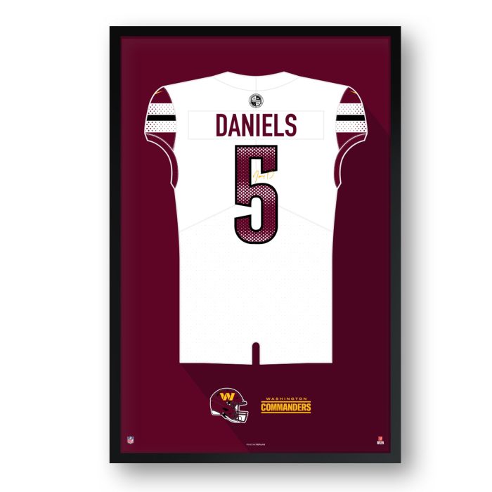 Washington Commanders Jersey Jayden Daniels White 1 Framed