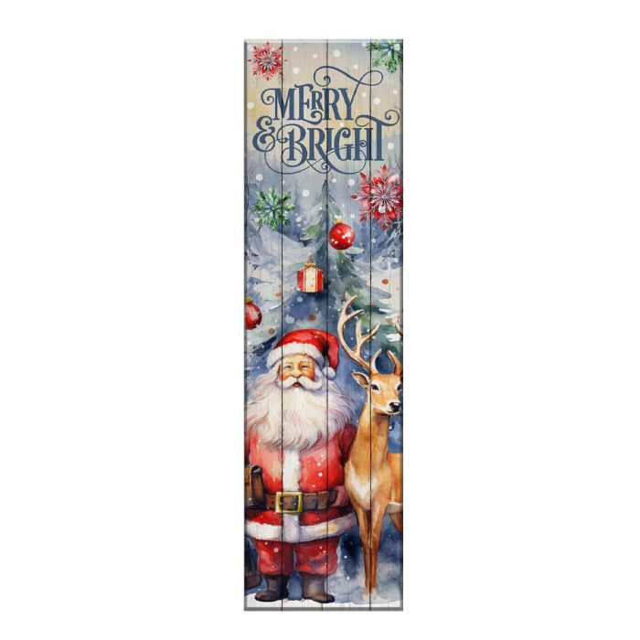 christmas tree santa vertical porch sign1