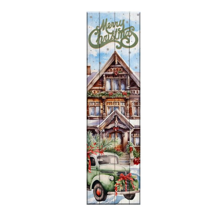 christmas truck vertical porch sign1