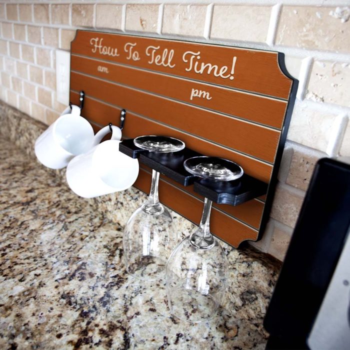 how to tell time coffee tea wine cup holder sign rack painted orange