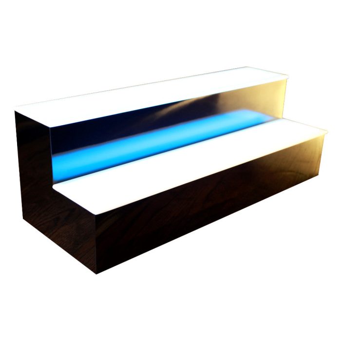 led liquor bottle commercial display shelf 2 tier 24in