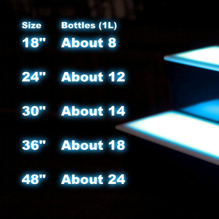 led liquor bottle display shelf 2 tier sizes quantity space