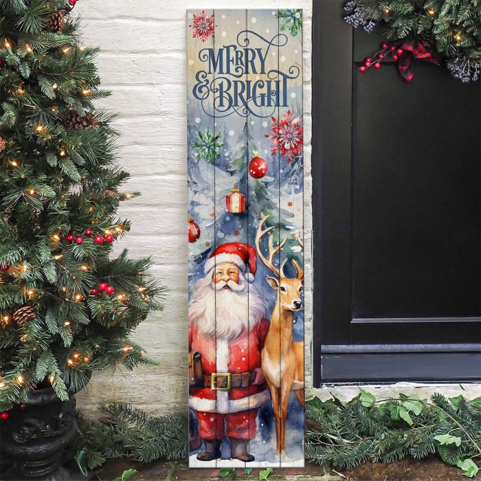 santa reindeer tree porch sign scene