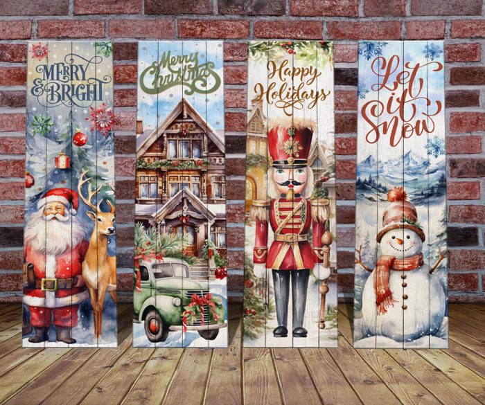 santa reindeer tree porch sign scene DISPLAY